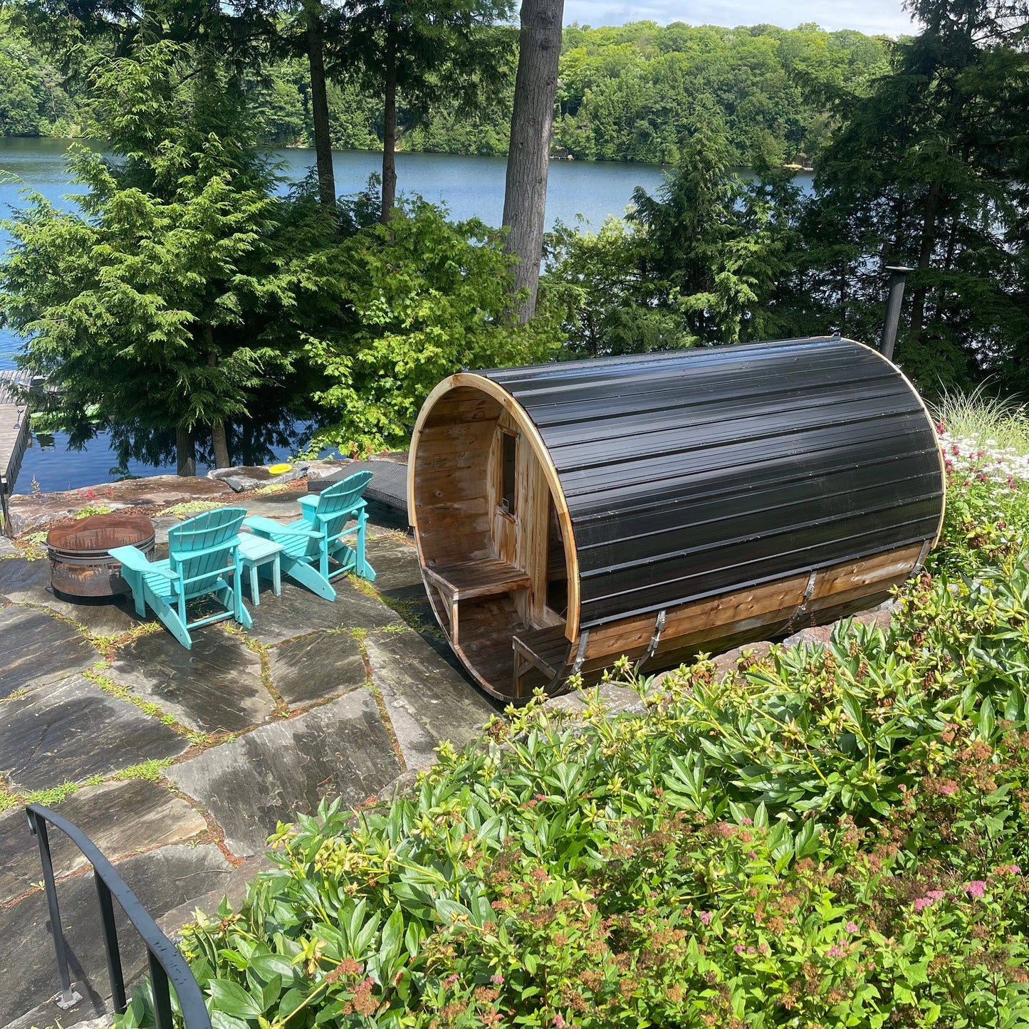 Steel Clad Roof and Cedar Sauna Trim kit