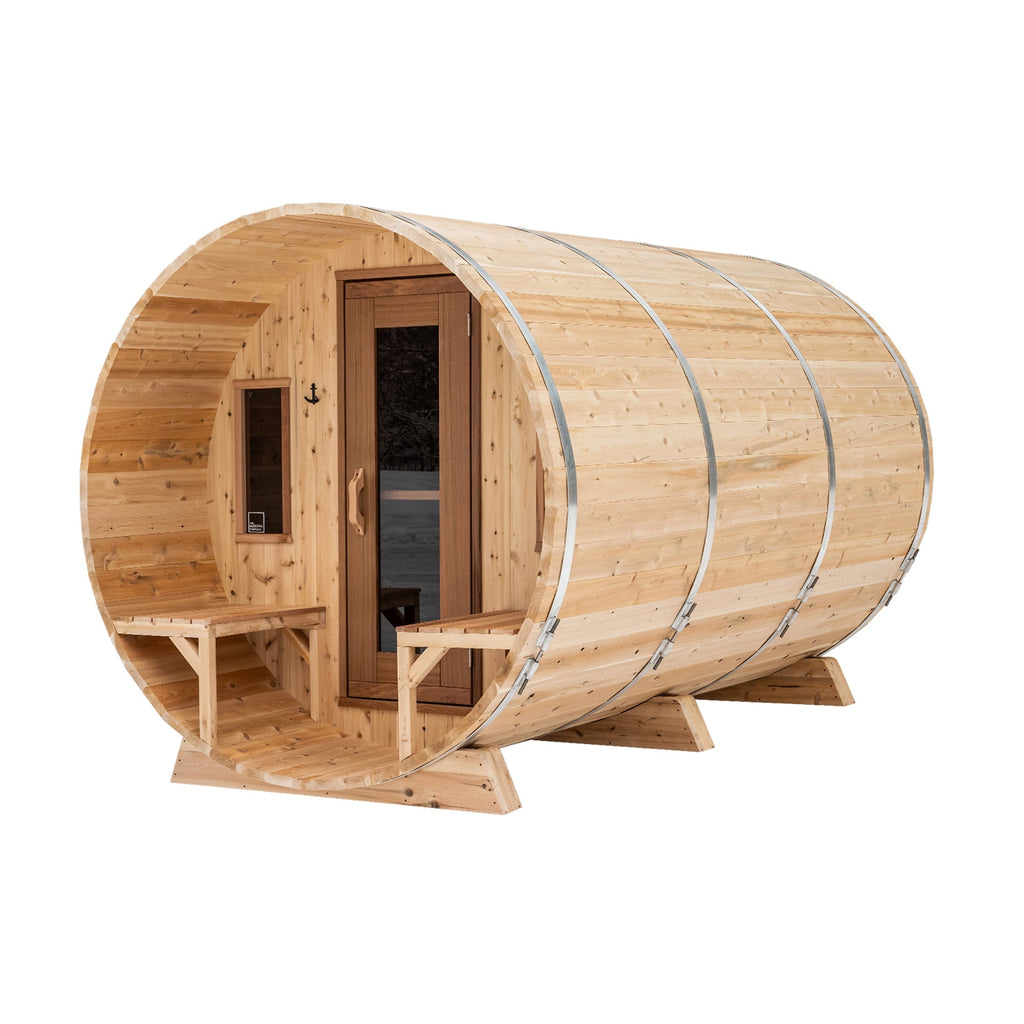 Premium 7'x 12' Barrel Sauna With 2' Porch