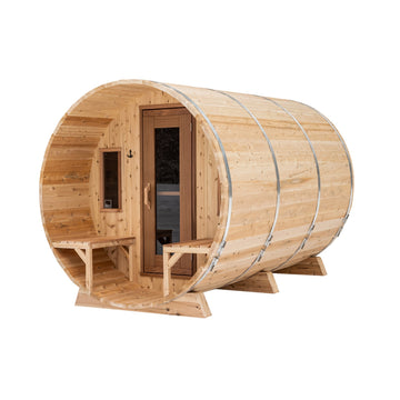 Premium 7'x 8' Barrel Sauna With 2' Porch