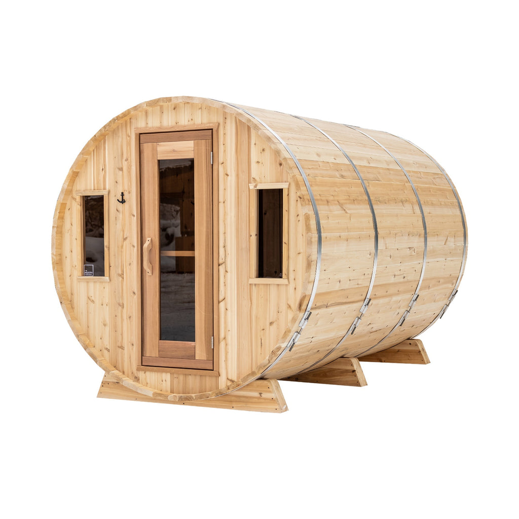 Premium 7'x 12' Barrel Sauna With 4' Change Room