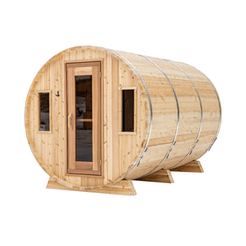 Premium 7'x 10' Barrel Sauna With 3' Change Room