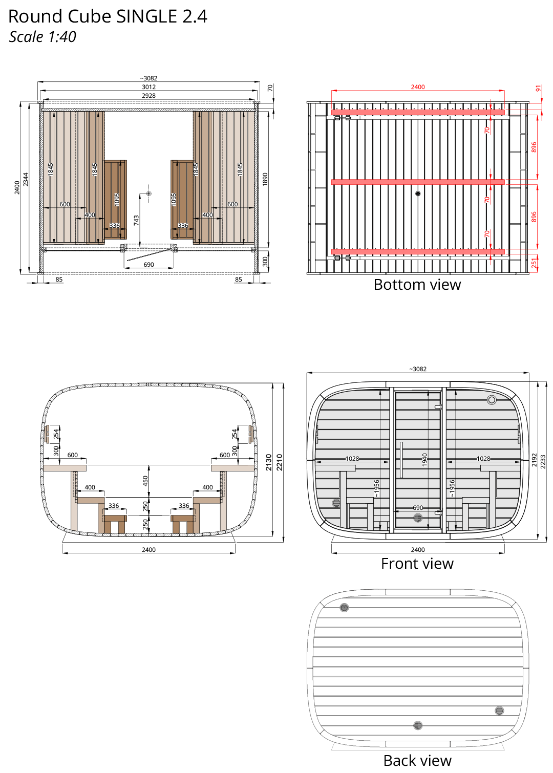Saunasell Round Cube Single Sauna