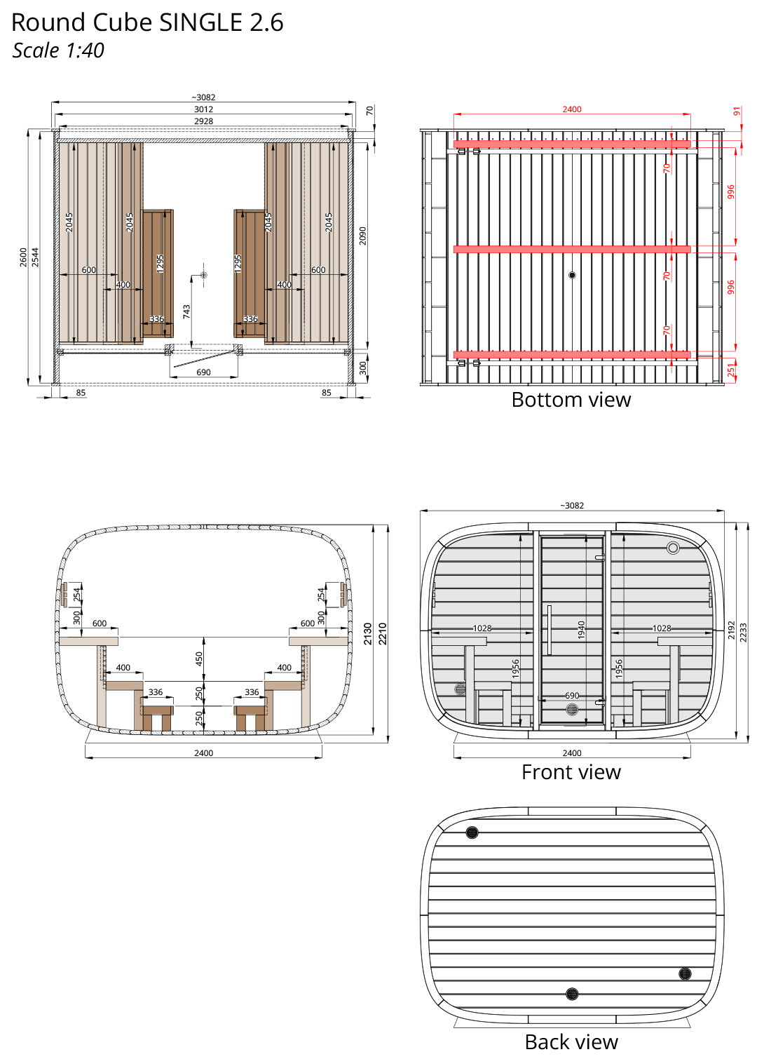 Saunasell Round Cube Single Sauna