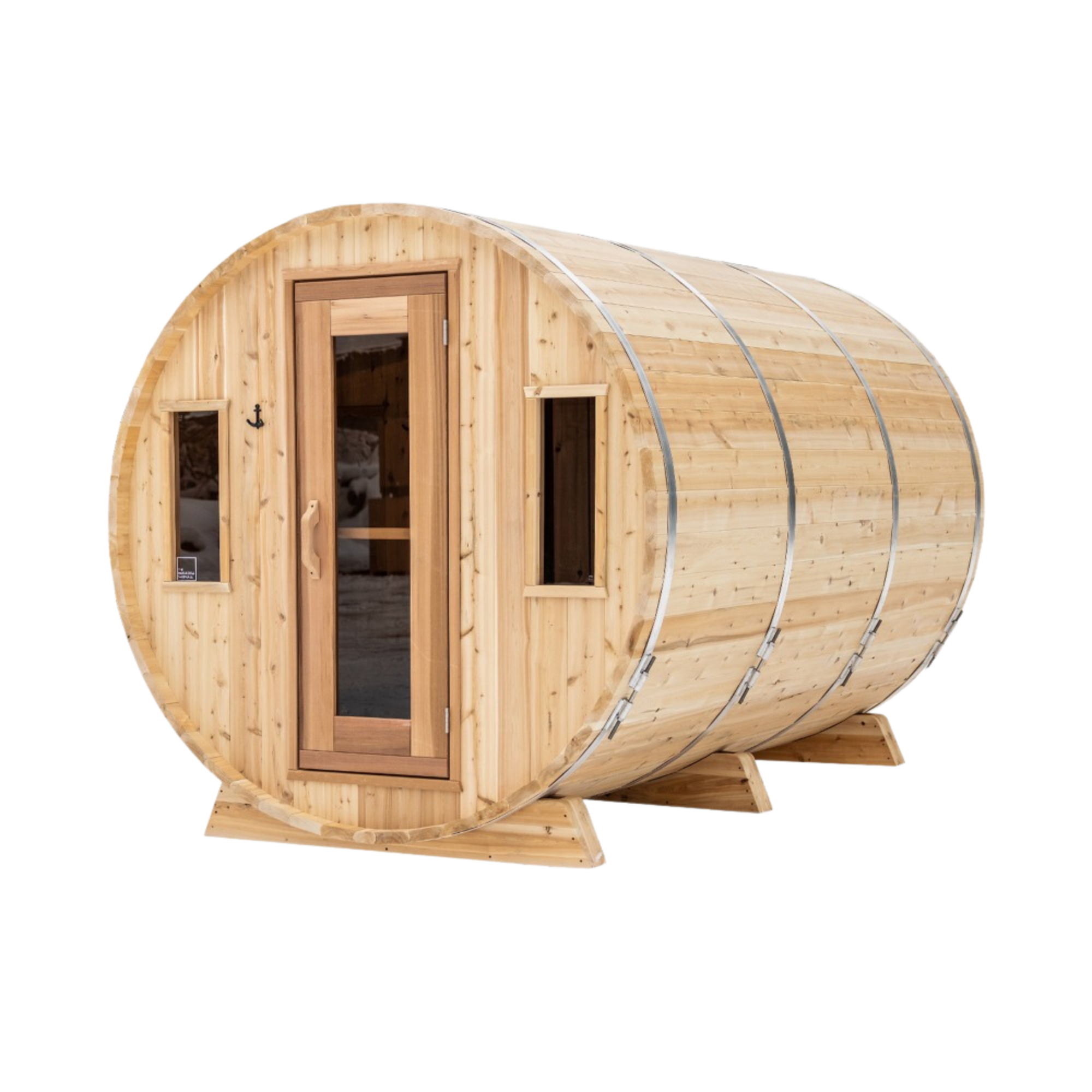 Premium 7'x 12' Barrel Sauna With 4' Change Room