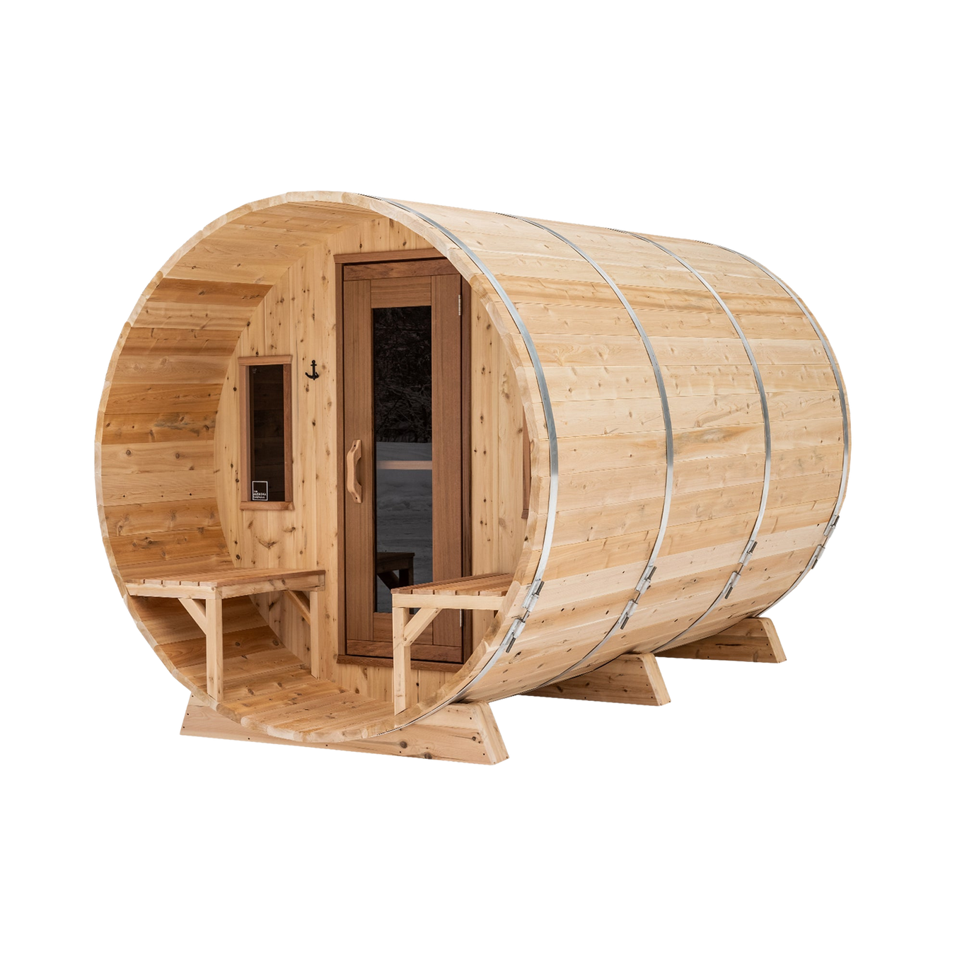 Premium 7'x 8' Barrel Sauna With 2' Porch