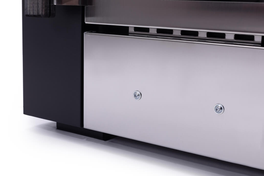 Close-up of a modern kitchen appliance with metallic finish